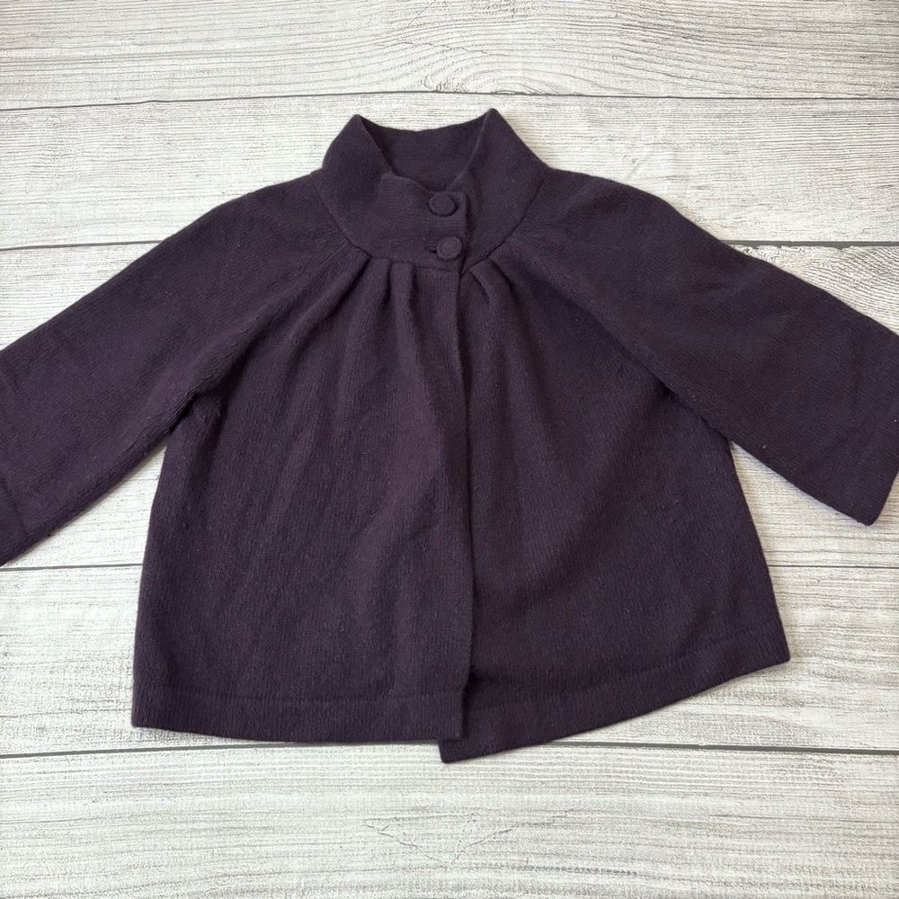 Sarah Spencer Womens Plum Lambswool Angora Two Button Cape Cardigan Poncho Large